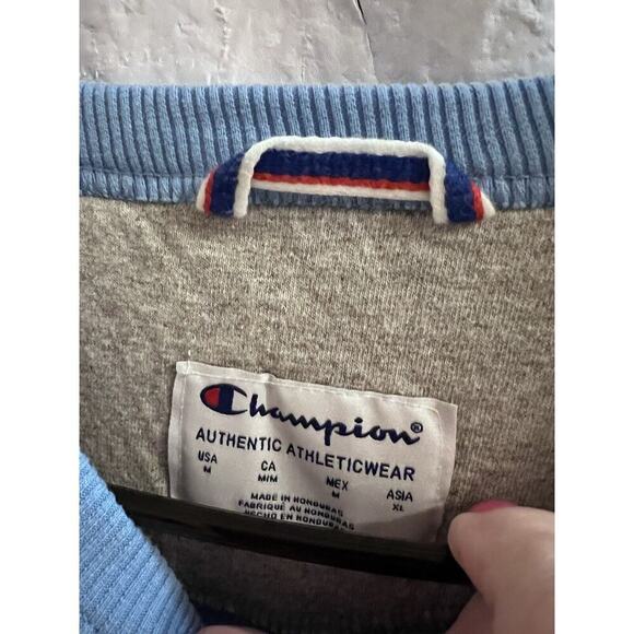 Champion Blue Sweatshirt Donut Patch Sz M - Picture 4 of 8
